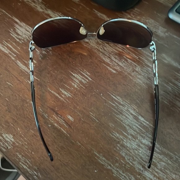 AJ Morgan silver aviator style sunglasses 3 oval pattern on arm with solid brown - Picture 15 of 16